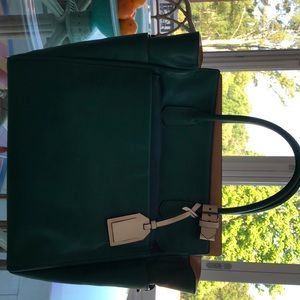 Reed Krakoff green/blue satchel blue zipper sleeve